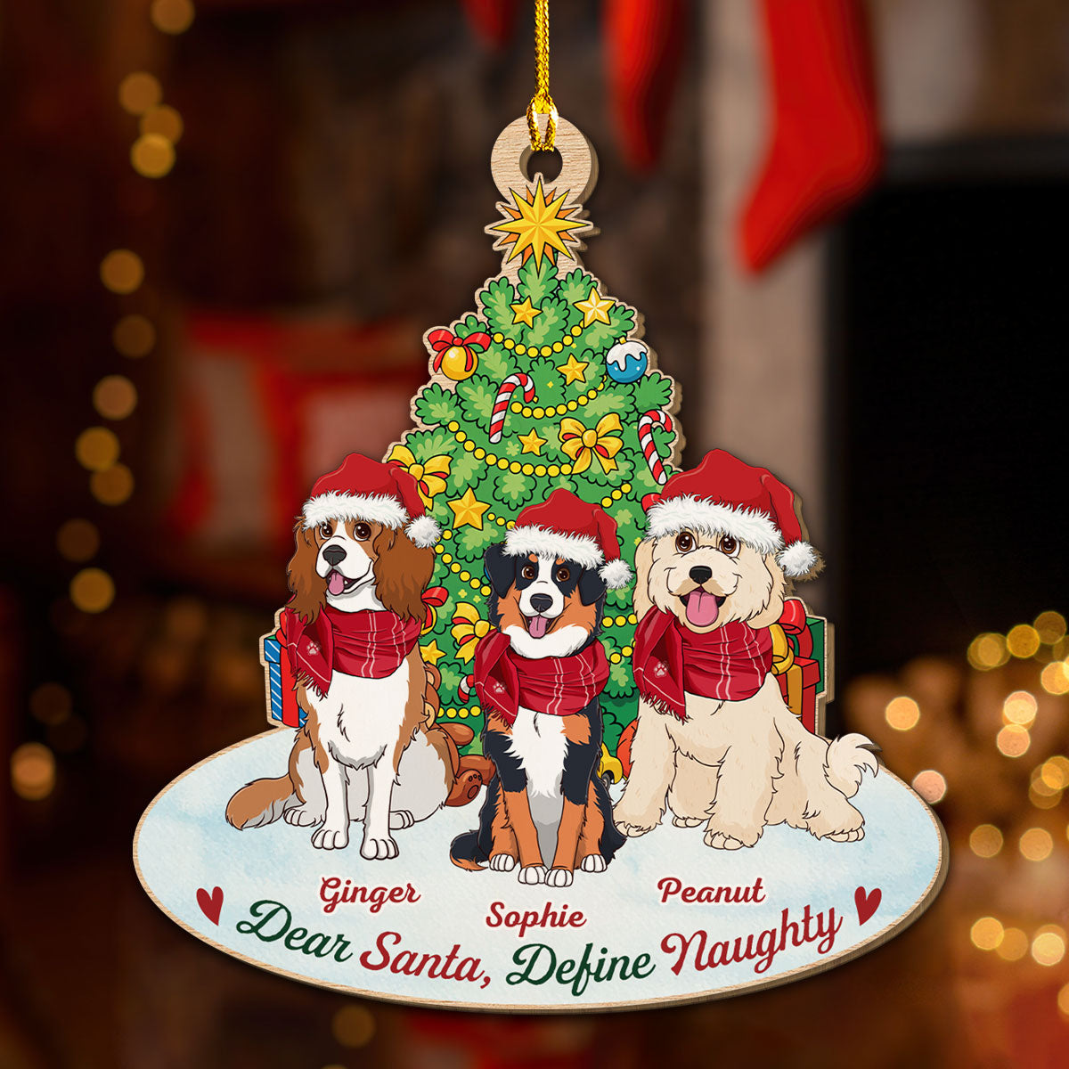 Define Naughty Dog - Personalized Custom Wood Ornament