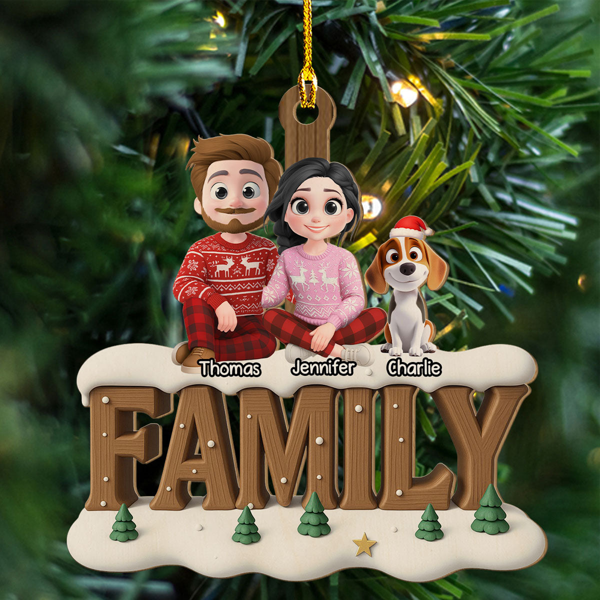 Family This Year Onwards - Personalized Custom 3D Effect Wood Ornament