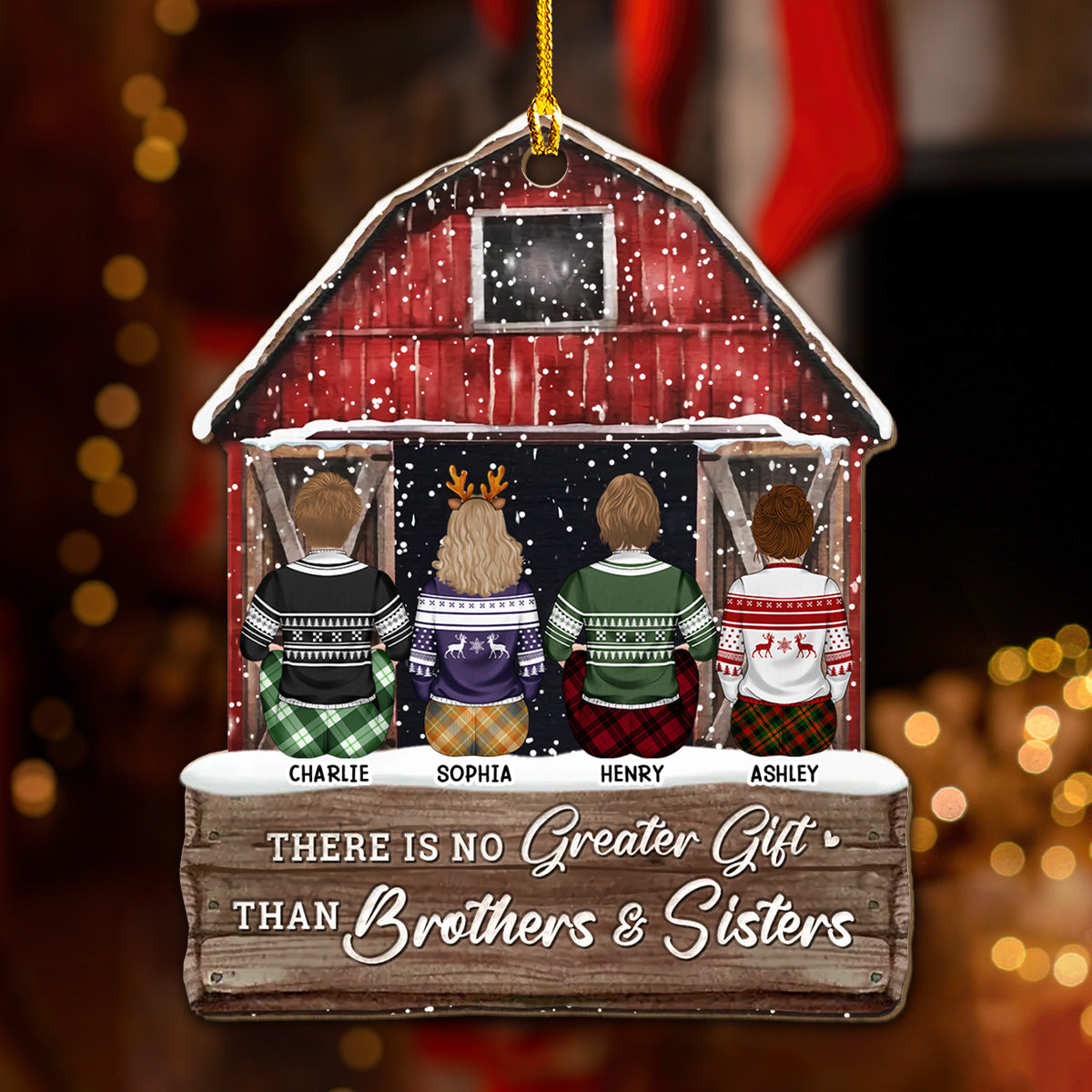 The Greatest Gift Is Family - Personalized Custom Wood Ornament
