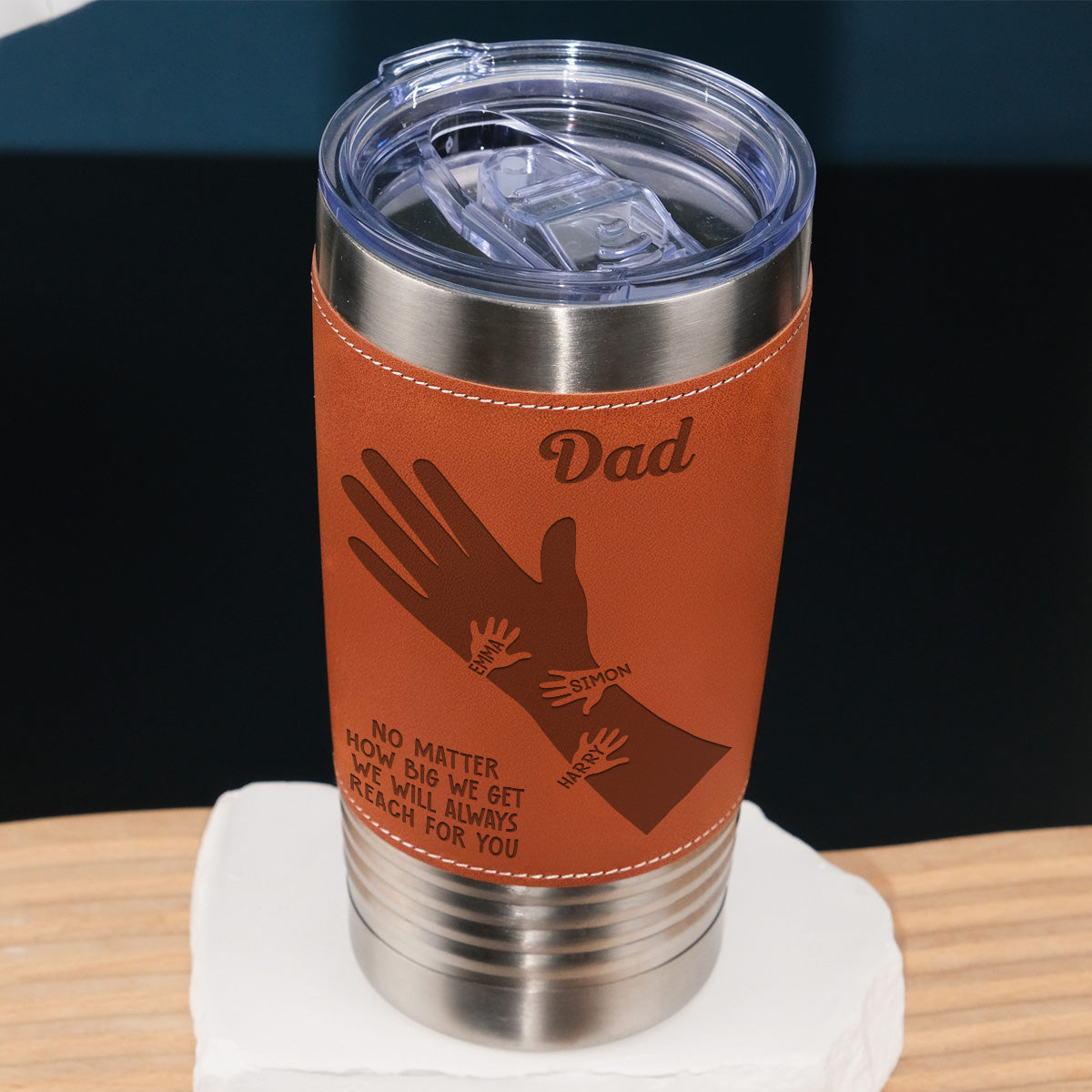 We Hold Our Hands Together And Forever - Personalized Custom Engraved Leather Tumbler