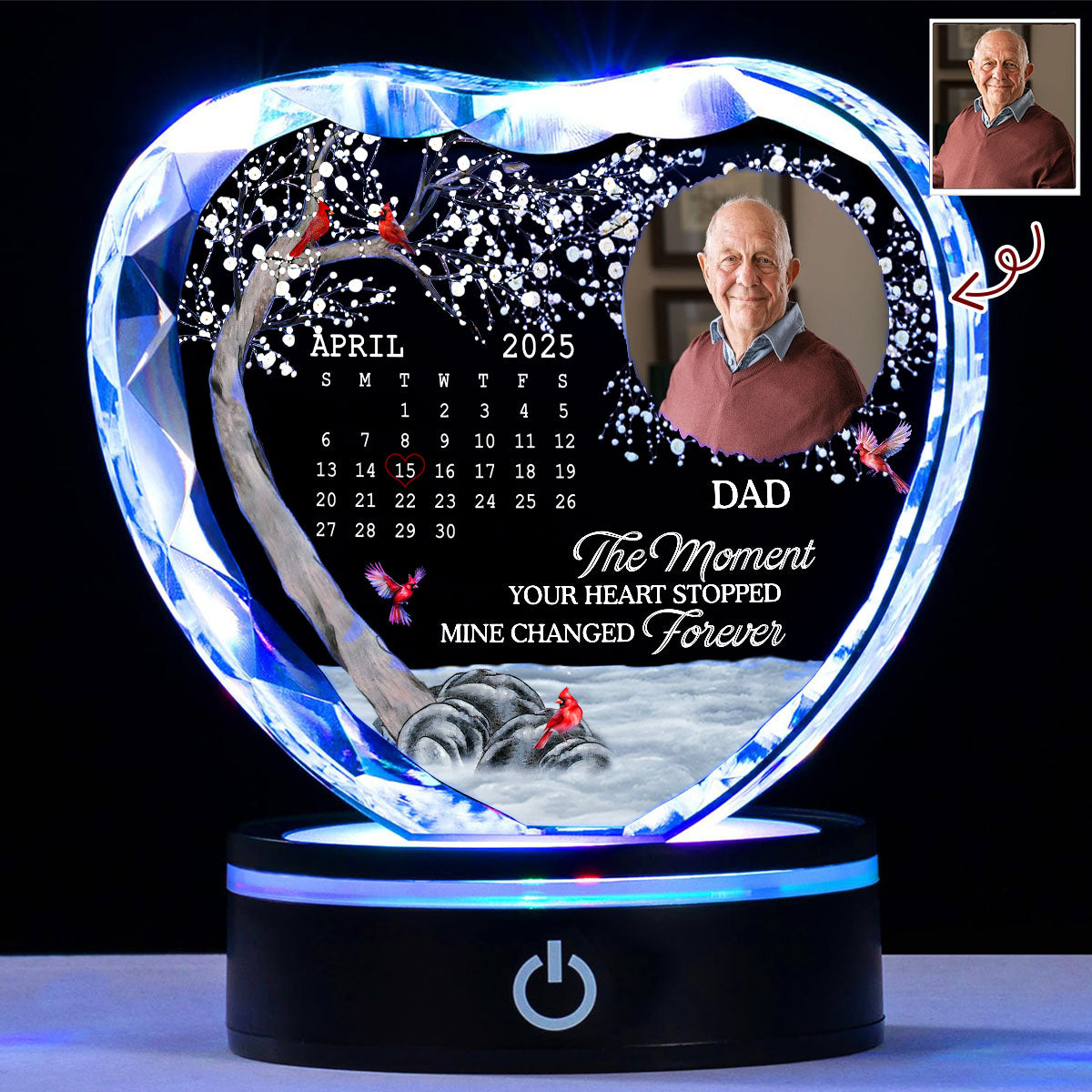 My Heart Changed Forever - Personalized Custom Crystal Led Light