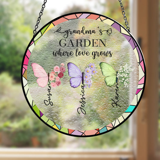 Grandma Makes Everything More Beautiful - Personalized Custom Window Hanging Suncatcher