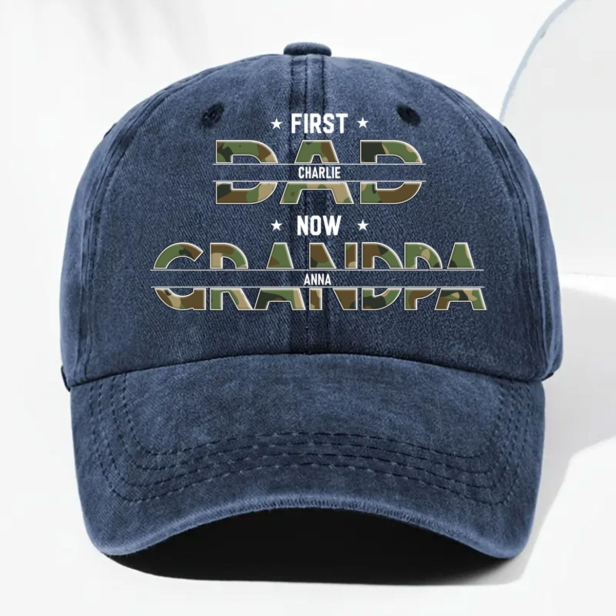 Best Papa Ever - Personalized Custom Vintage Washed Denim Cap