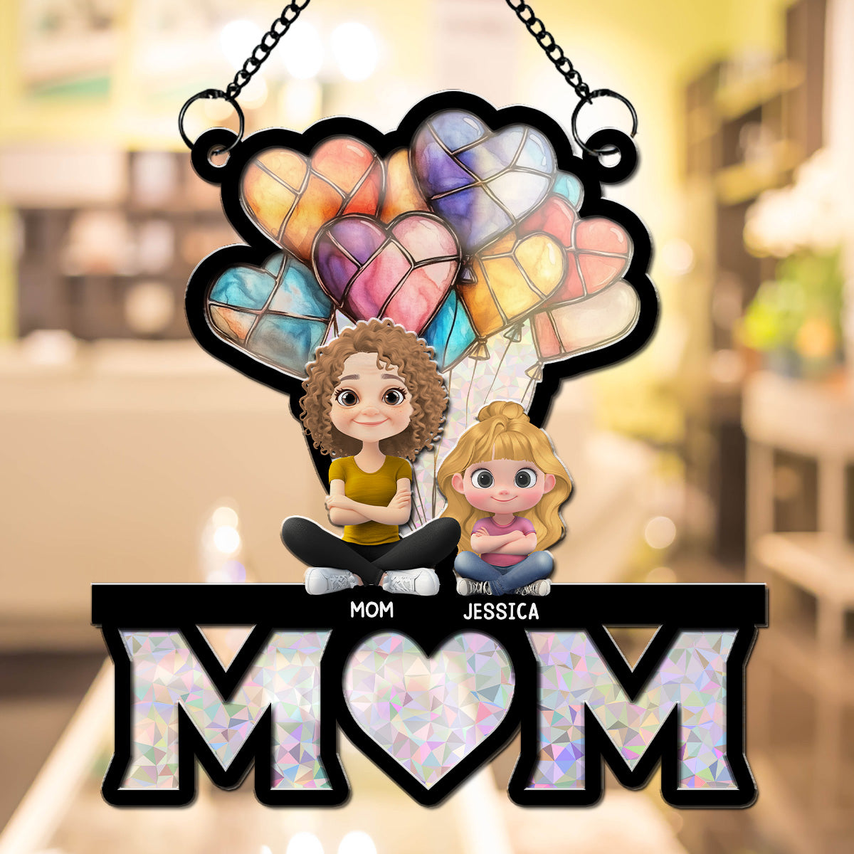 We Love You Mom - Personalized Custom Suncatcher