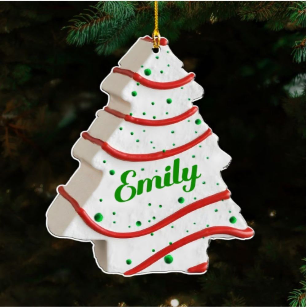 Christmas Tree Cake Name Family - Personalized Custom Acrylic Ornament