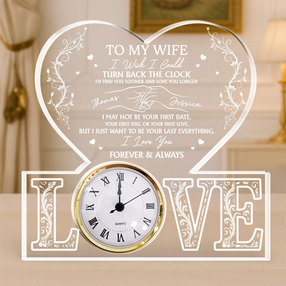 Turn Back The Clock - Personalized Custom Acrylic Desk Clock Plaque