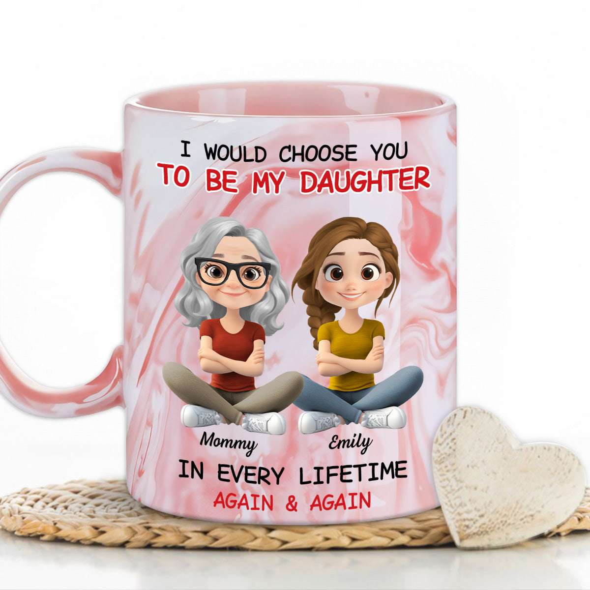 Always Choose You - Personalized Custom Pink Marble Mug