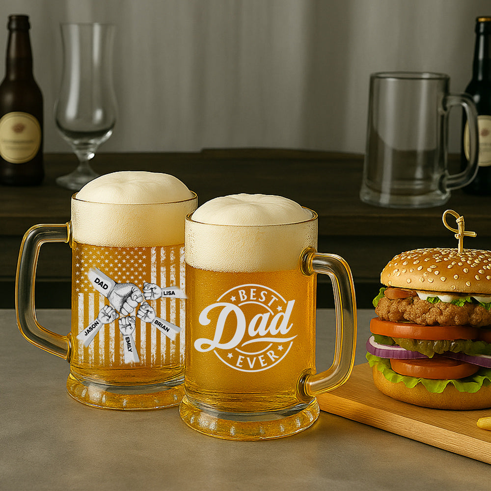 Best Dad Ever - Personalized Custom Beer Glass With Handle