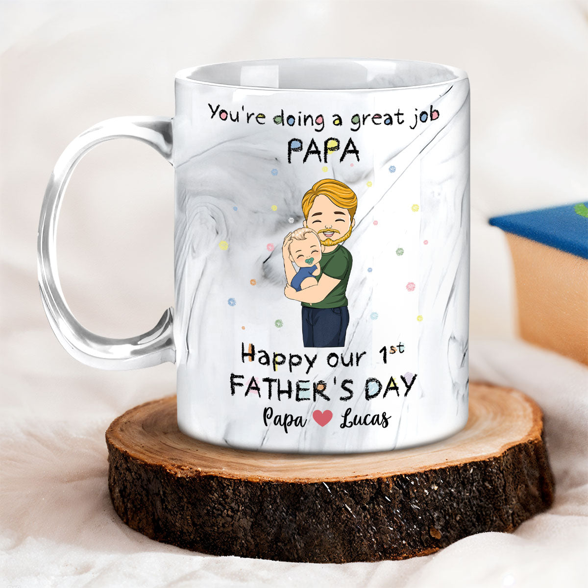 You Are Doing A Great Job Dad - Personalized Custom Grey Marble Mug