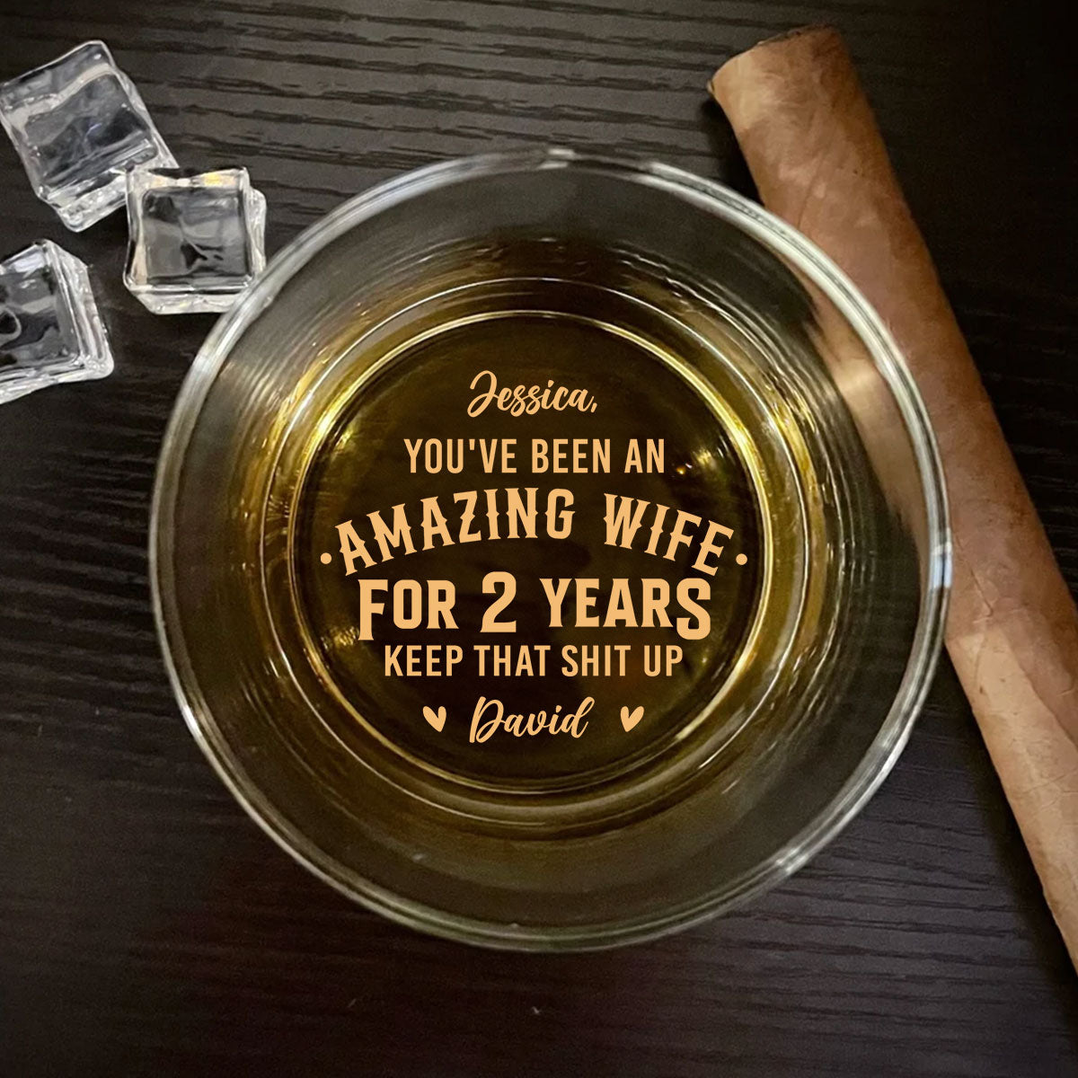 An Amazing Wife - Personalized Custom Engraved Whiskey Glass