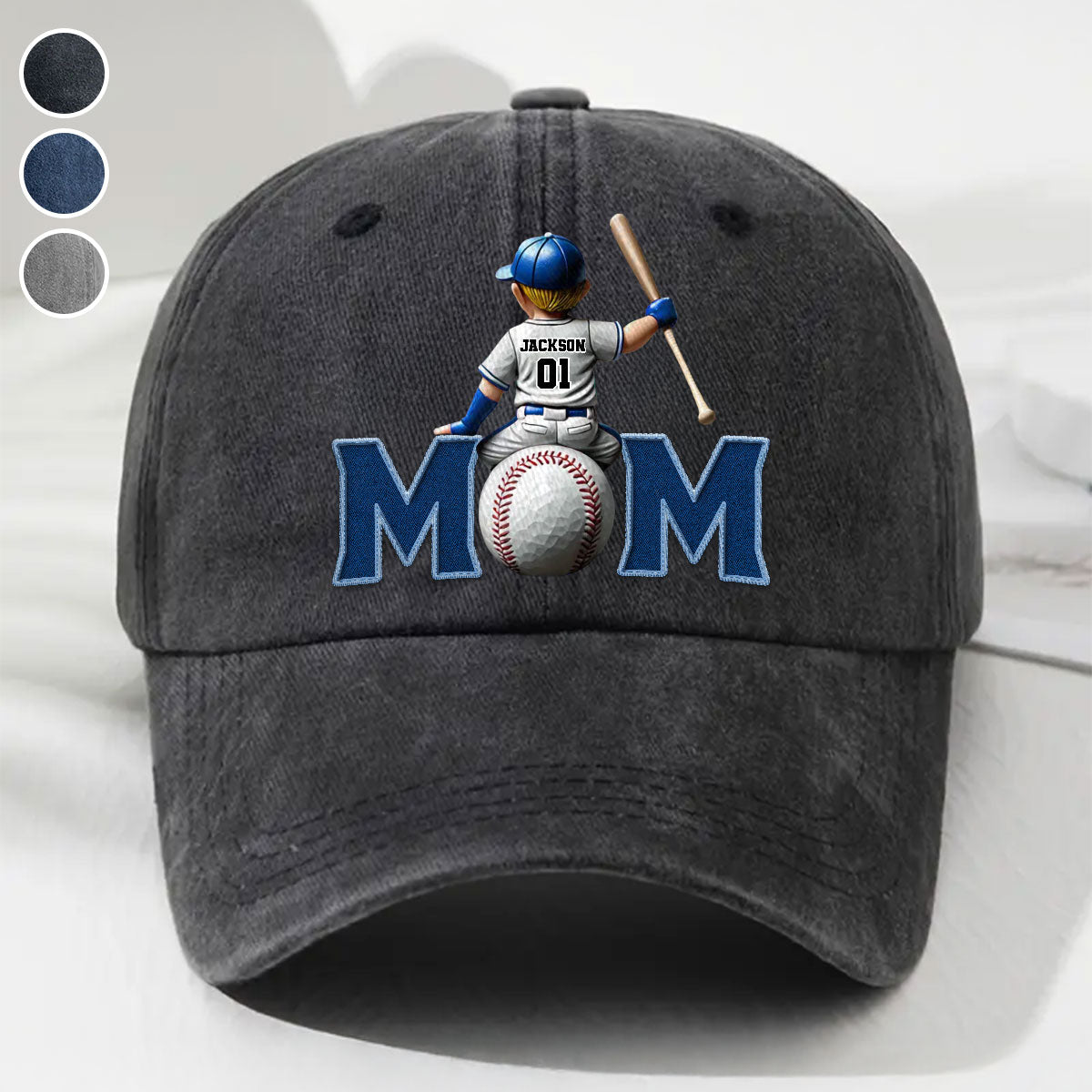 Proud Baseball Mom - Personalized Custom Vintage Washed Denim Cap