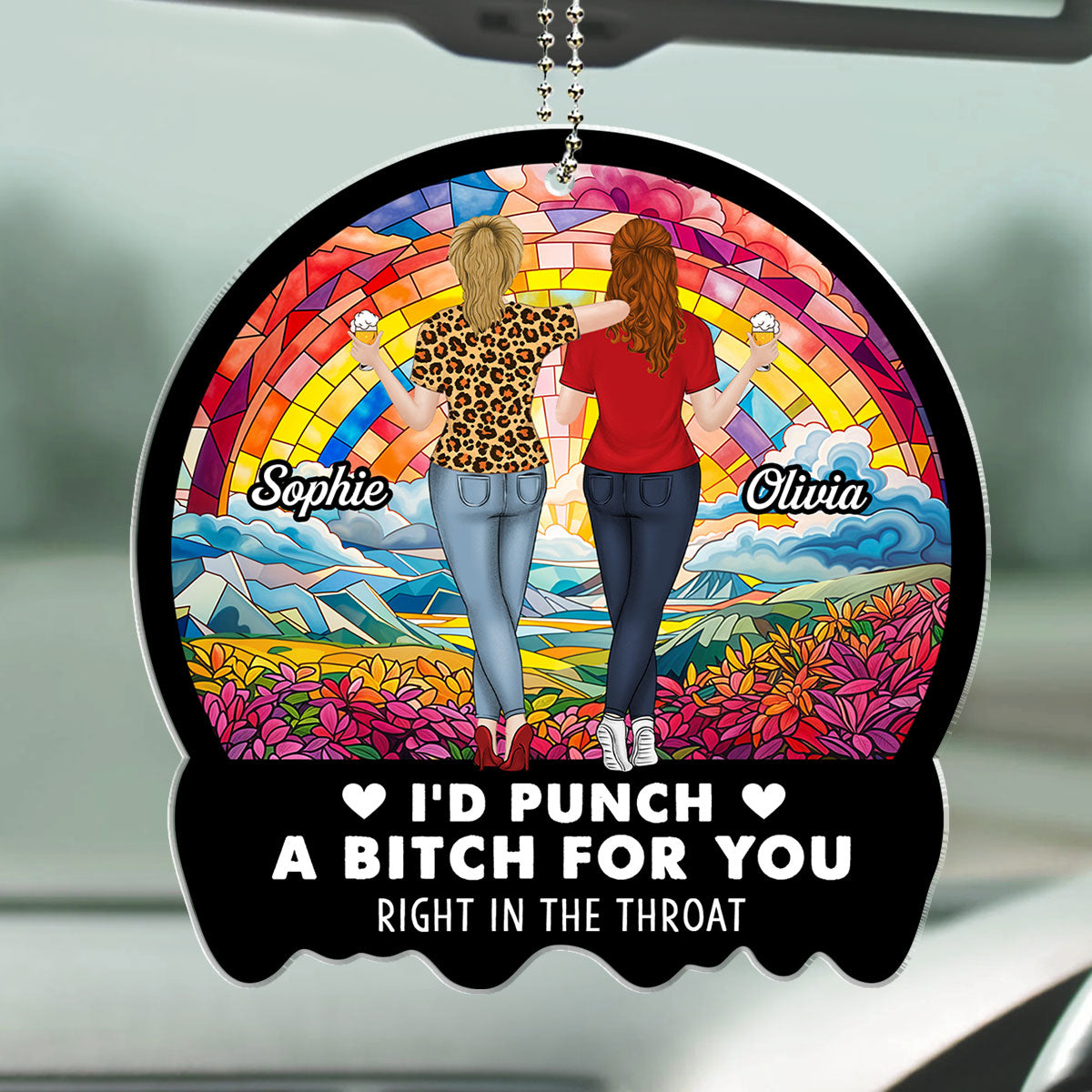 Punch Right In The Throat Bestie - Personalized Custom Car Ornament