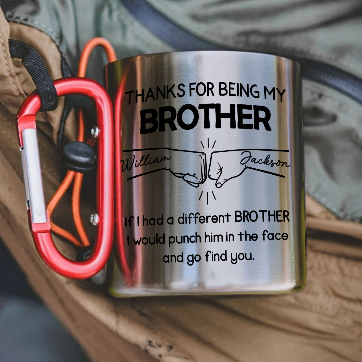 Thanks For Being My Brother - Personalized Custom Carabiner Mug