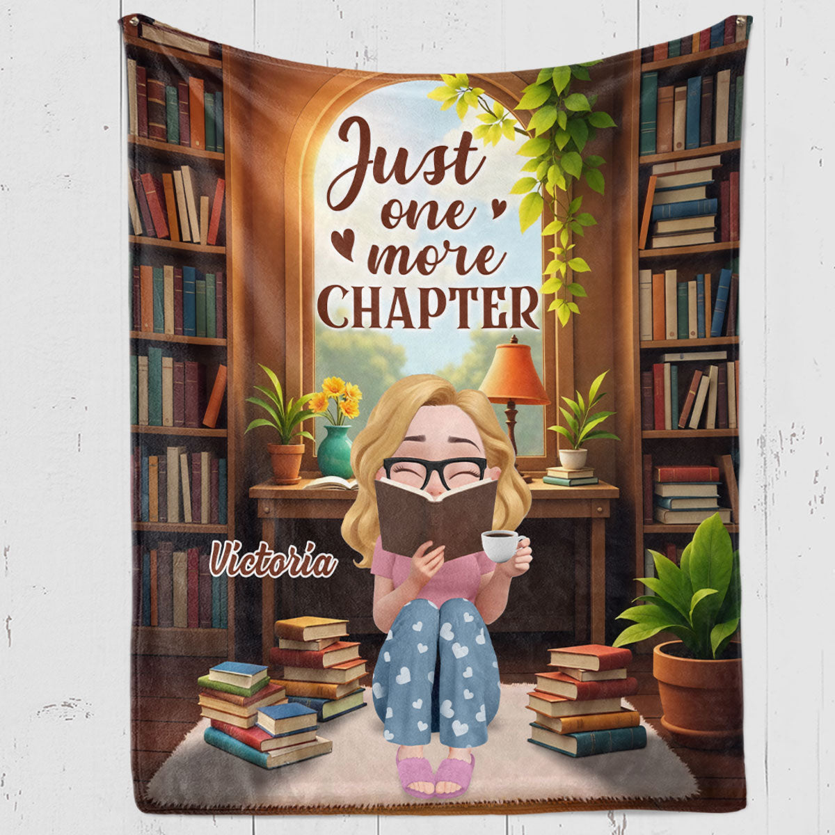A Girl And Her Books - Personalized Custom Fleece Blanket