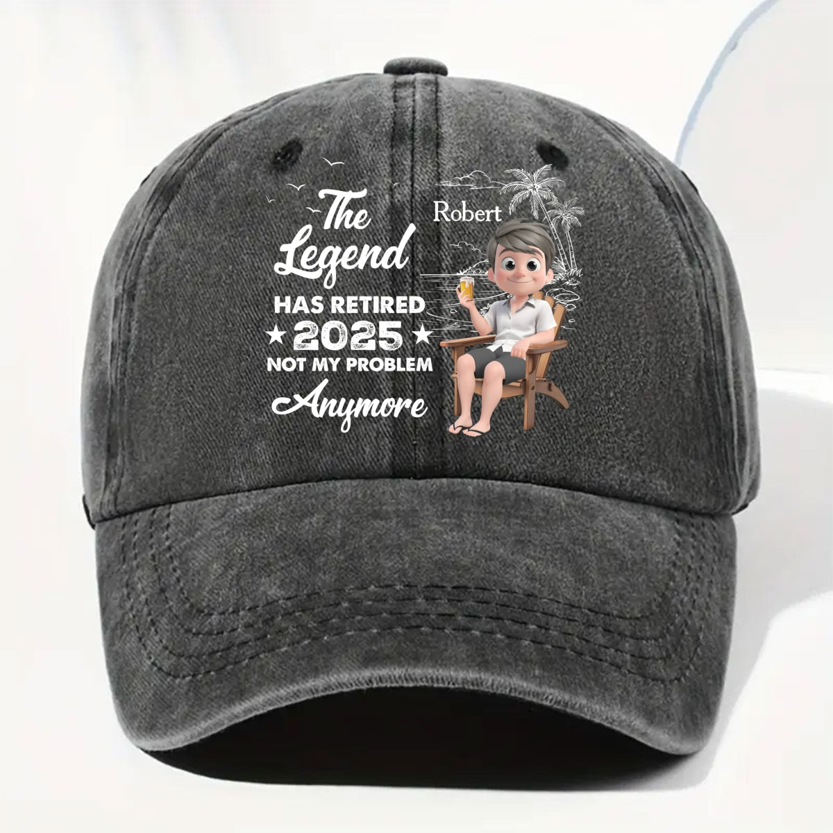 The Legend Has Retired Vintage - Personalized Custom Vintage Washed Denim Cap