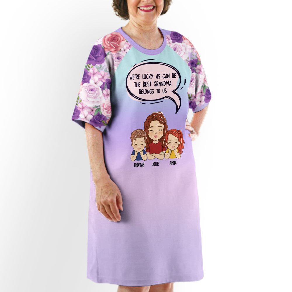 Precious Grandma Belongs To Us - Personalized Custom 3/4 Sleeve Dress