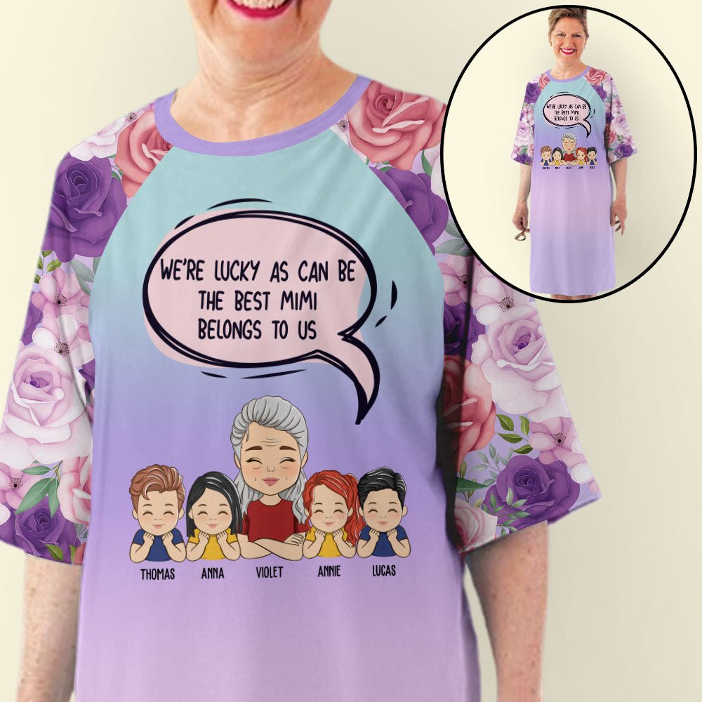 Precious Grandma Belongs To Us - Personalized Custom 3/4 Sleeve Dress