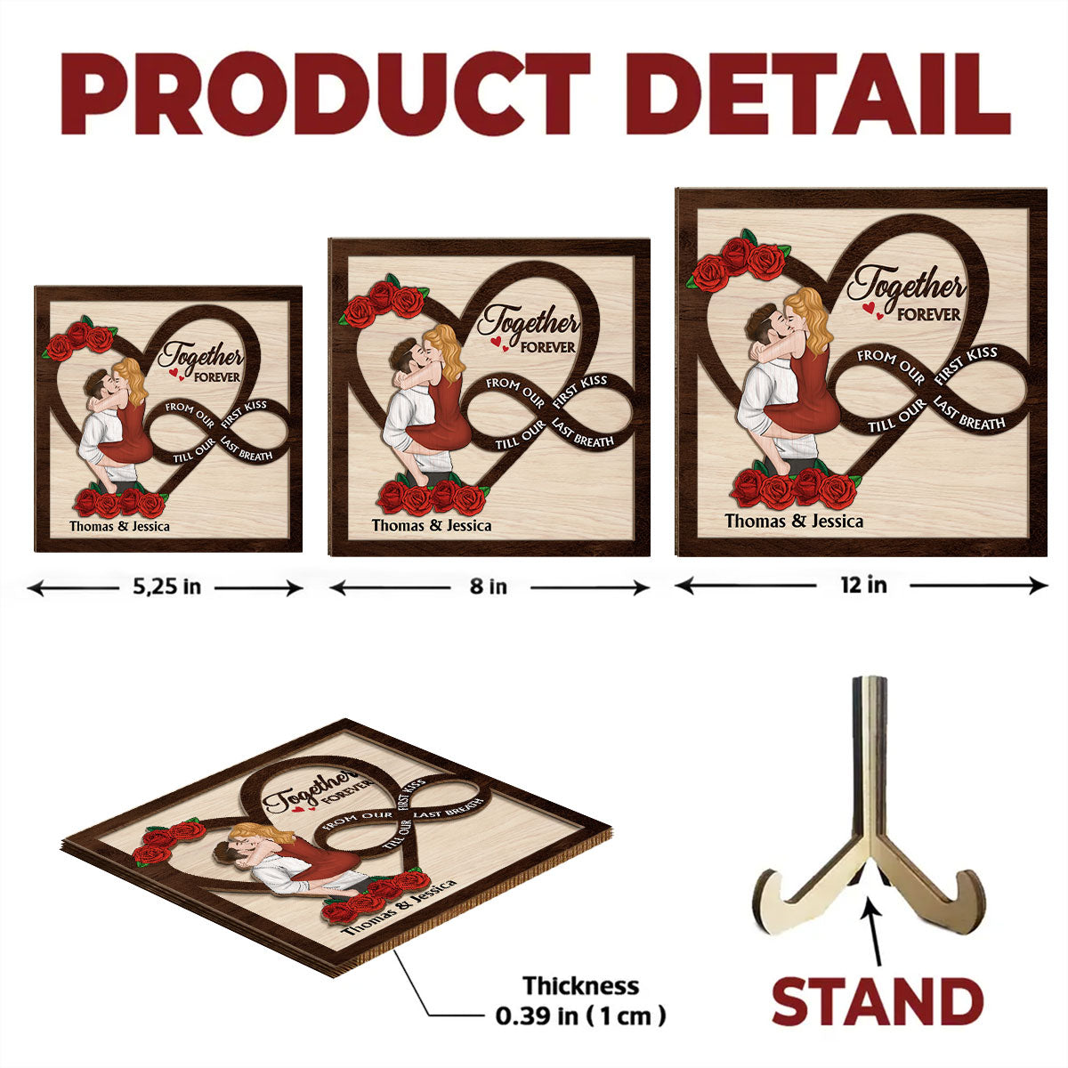 From Our First Kiss Till Our Last Breath - Personalized Custom Wooden Plaque