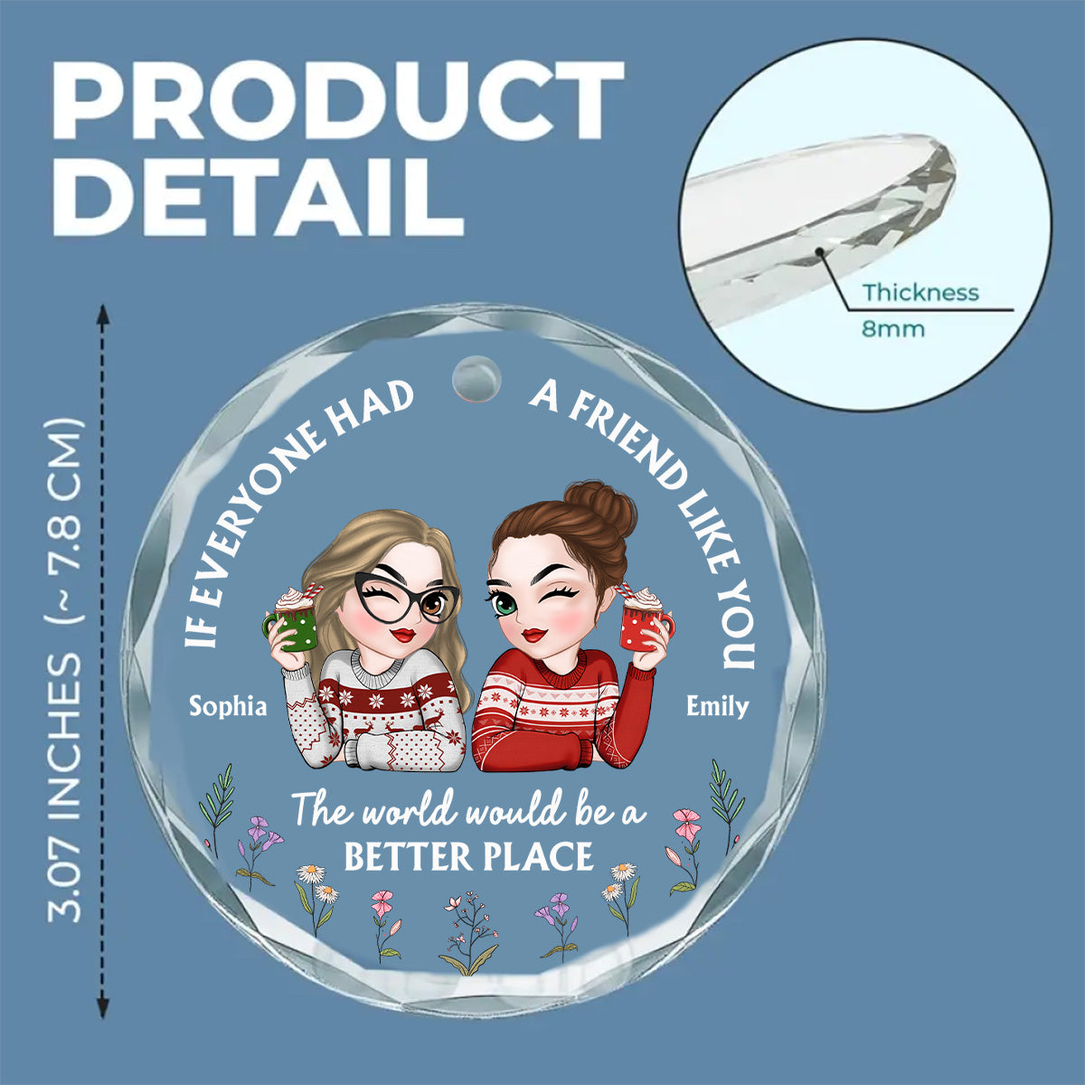 If Everyone Had A Friend Like You Chibi - Personalized Custom Glass Ornament