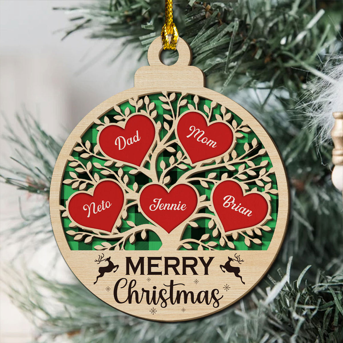 Together We Make A Family - Personalized Custom 2-layered Wood Ornament