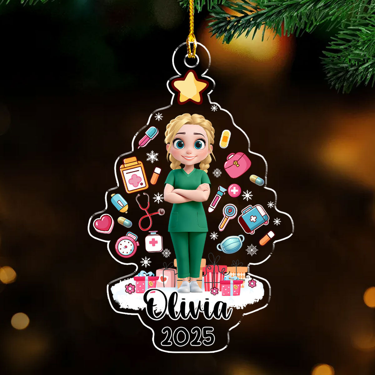 Medical Christmas Tree - Personalized Custom Acrylic Ornament 