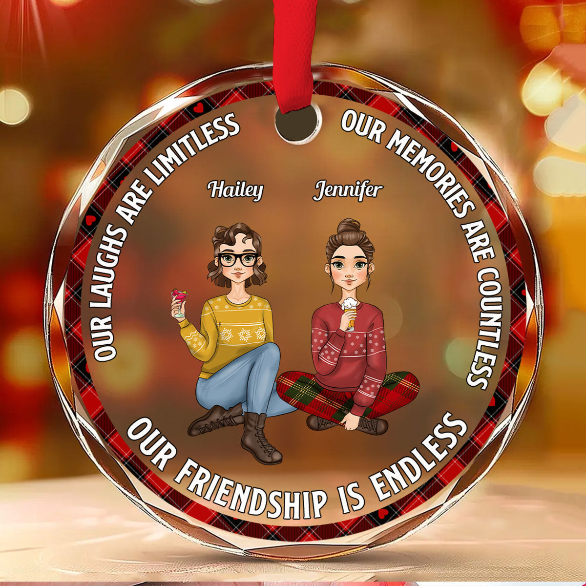 Our Laughs Are Limitless - Personalized Custom Glass Ornament