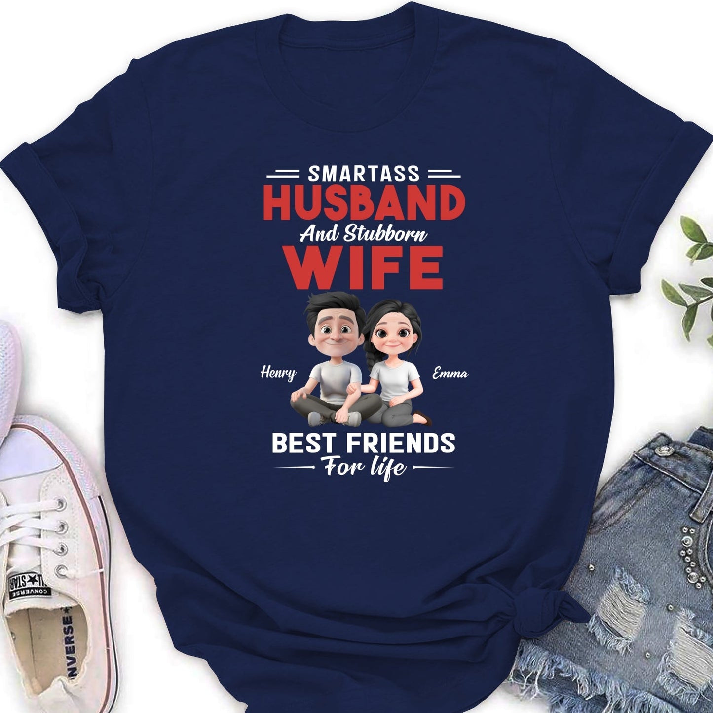 Smartass Husband And Stubborn Wife - Personalized Custom Shirt