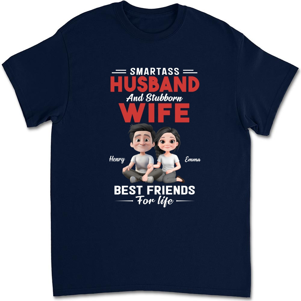 Smartass Husband And Stubborn Wife - Personalized Custom Shirt