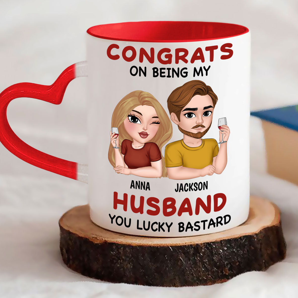 My Husband - Personalized Custom Heart Handle Mug
