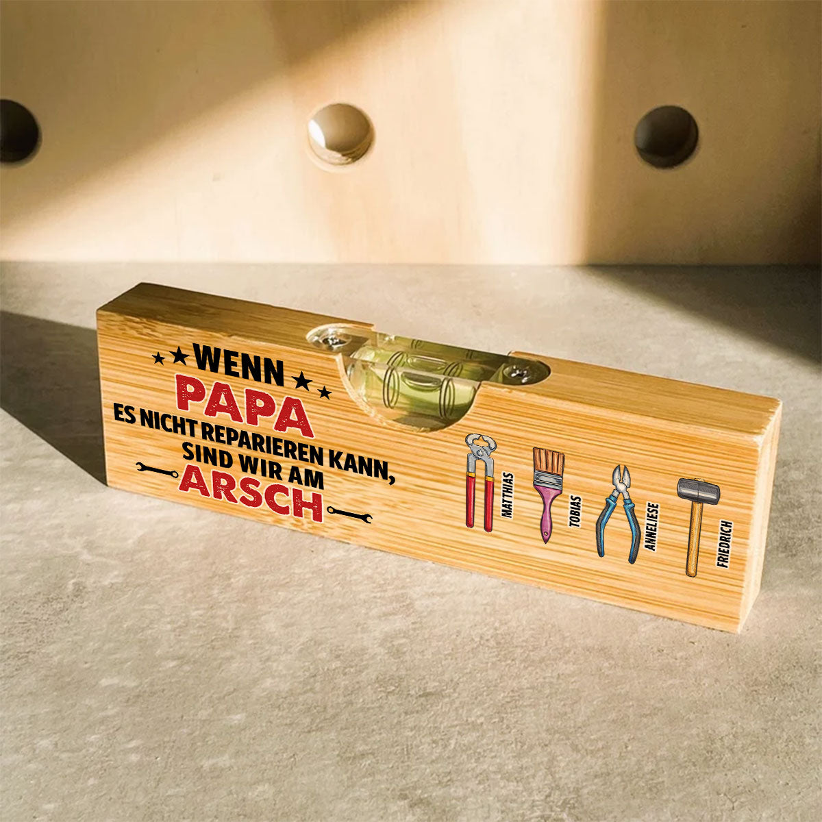 Wenn Papa Es Nicht Reparieren Kann - Personalisierte Wasserwaage Mit Flaschenöffner