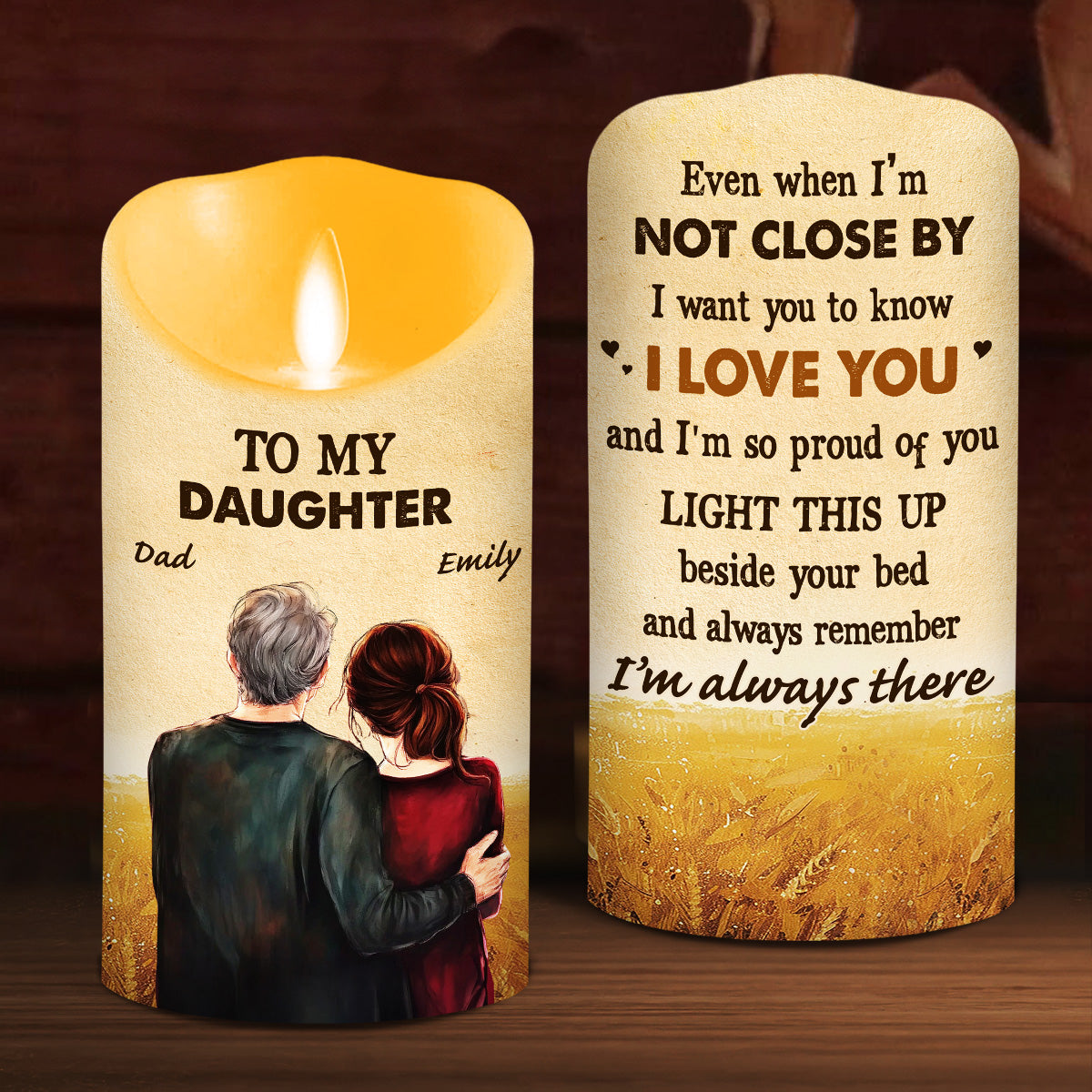To My Daughter Love Dad - Personalized Custom LED Candle