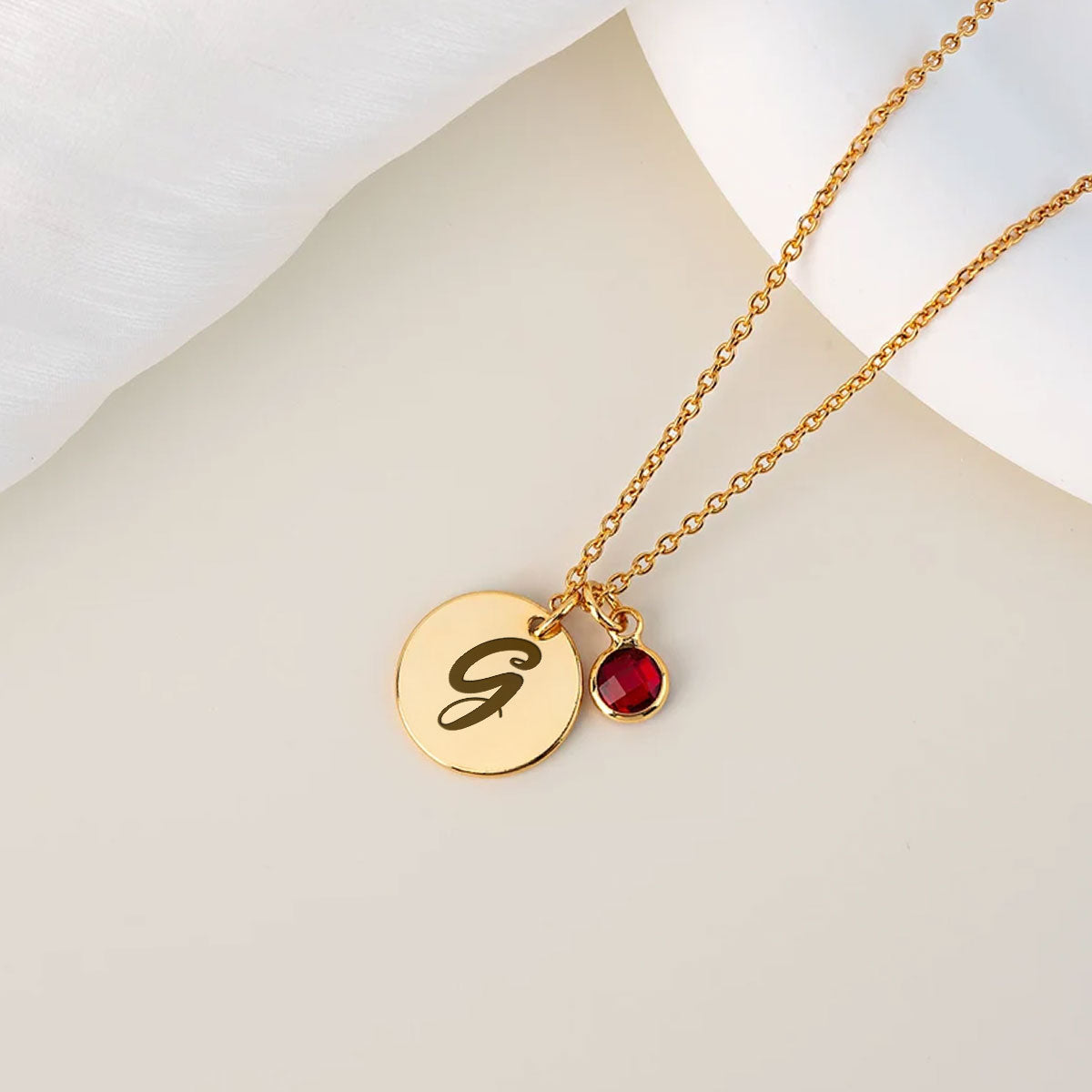 Glitter Alphabet Cartoon - Personalized Custom Birthstone Necklace With Message Card