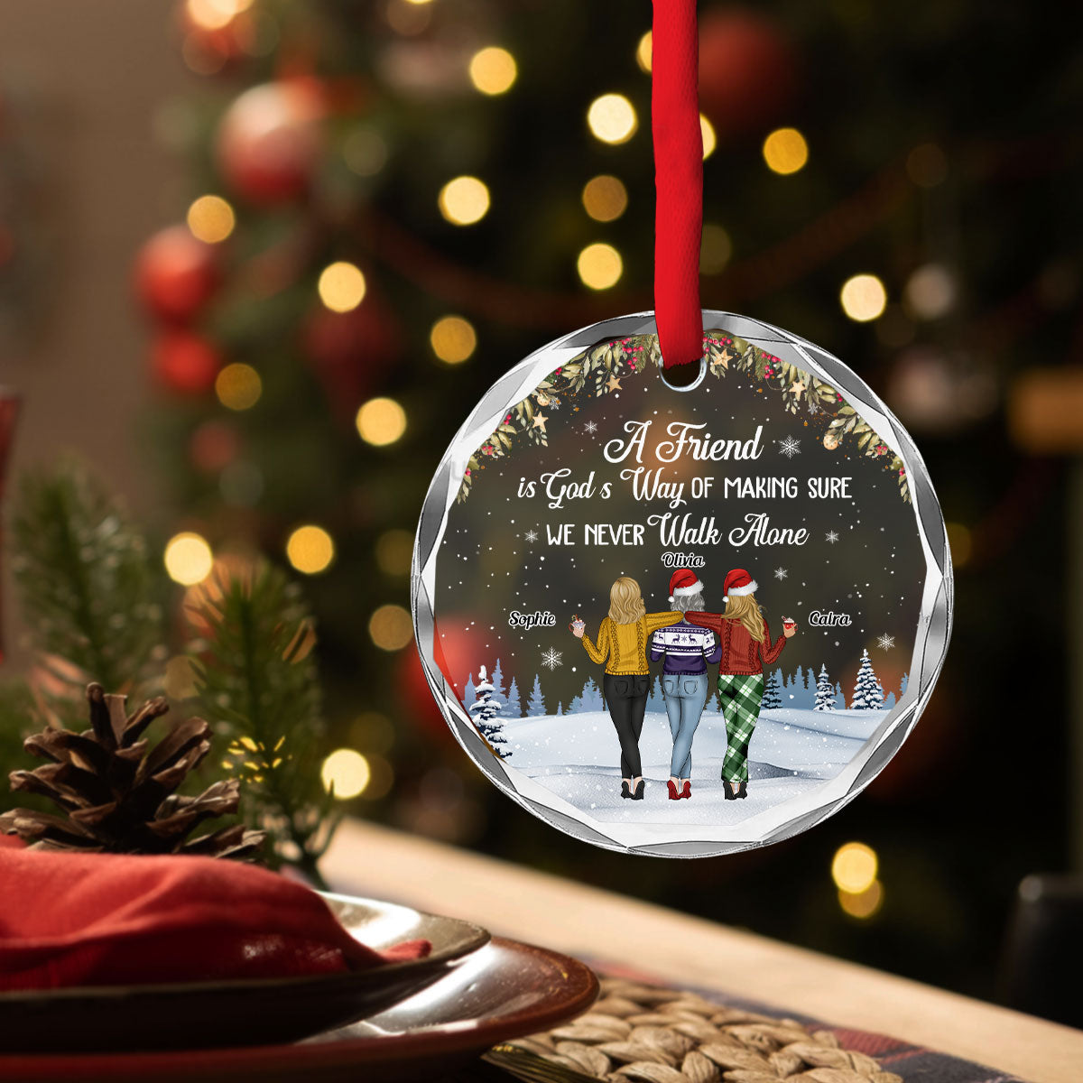 We Never Walk Alone - Personalized Custom Glass Ornament
