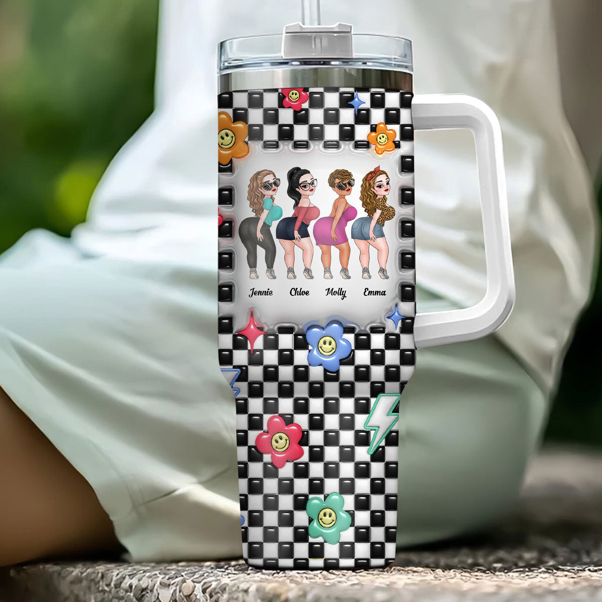 Sisters By Hearts - Personalized Custom 3D Inflated Effect Printed 40 Oz Tumbler