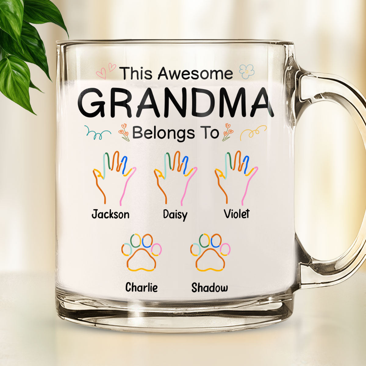 Glass This Awesome Mom Grandma Belongs To - Personalized Custom Glass Mug