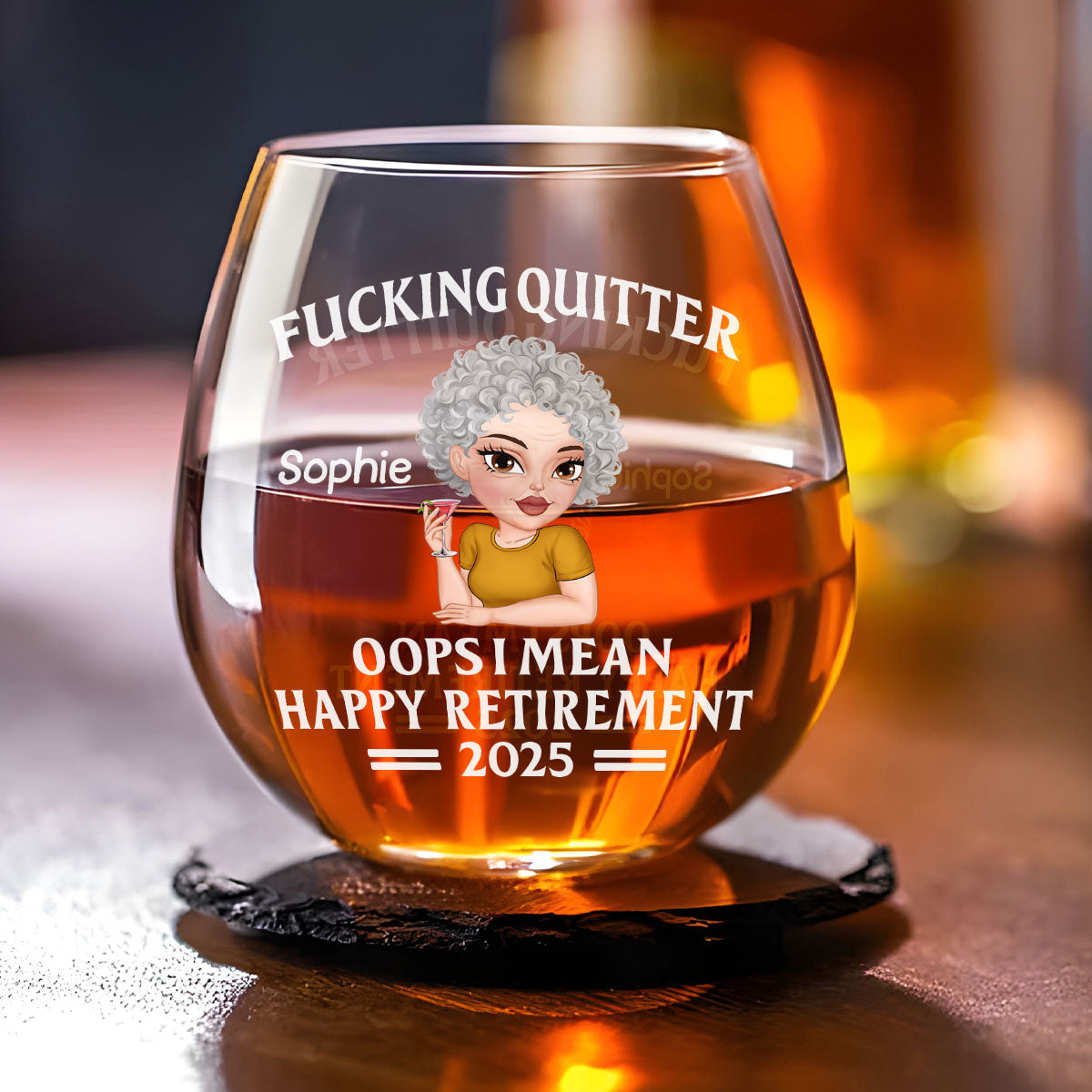 Happy Retirement - Personalized Custom Wine Glass
