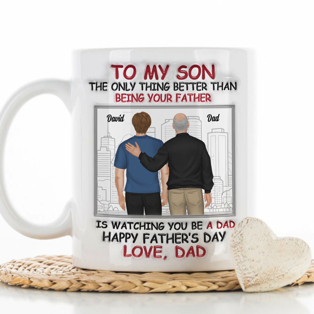 Fatherhood Looks Good On You - Personalized Custom 3D Inflated Effect Mug