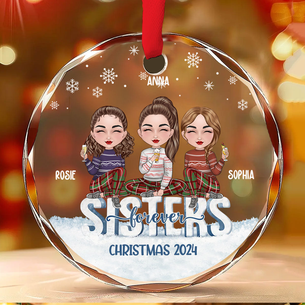 Besties Forever - Personalized Custom Glass Ornament
