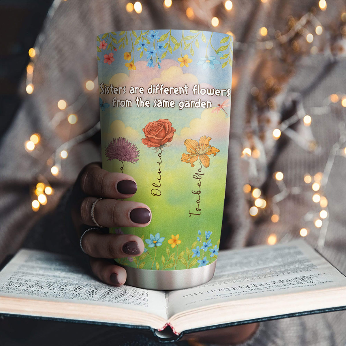 Sisters Grow Together In Beauty - Personalized Custom Tumbler