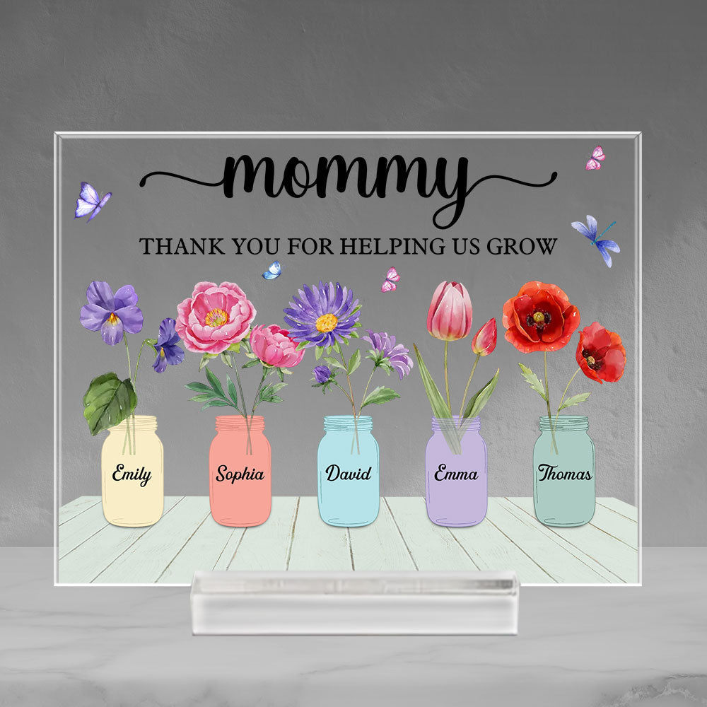 Thank You For Helping Us Grow - Personalized Custom Acrylic Plaque With Base