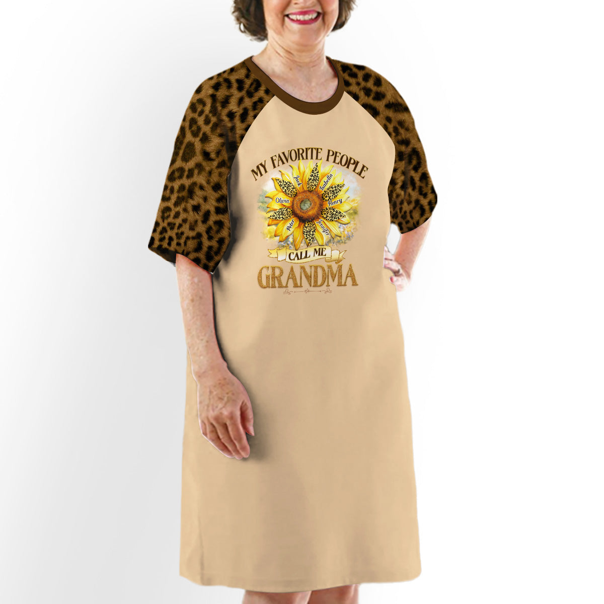 My Favorite People Call Me Grandma - Personalized 3/4 Sleeve Dress