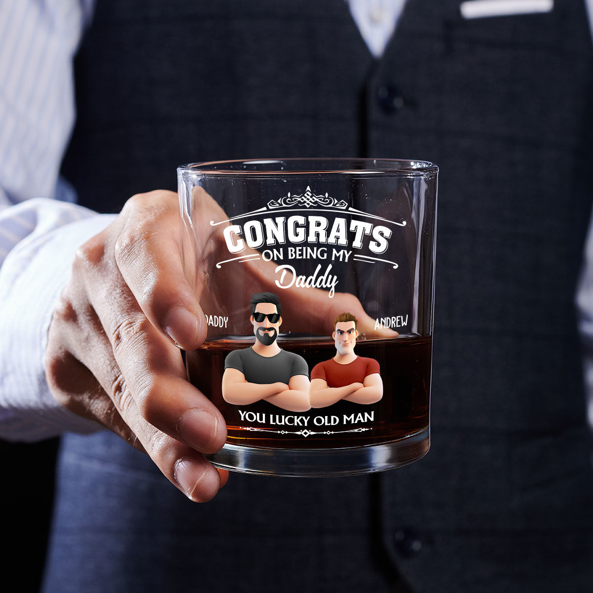 You Lucky Old Man - Personalized Custom Whiskey Glass