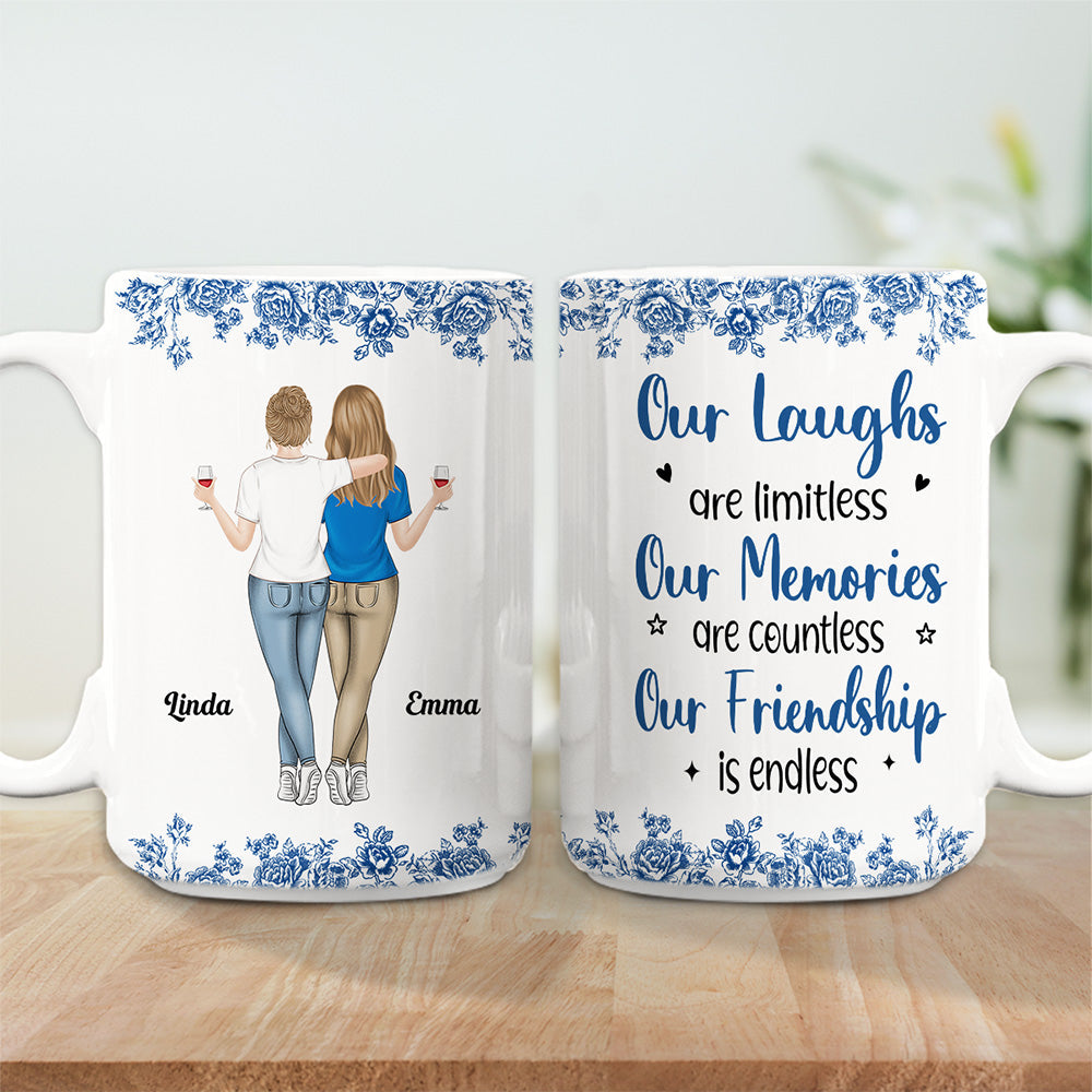 Our Laughs Are Limitless Blue Toile - Personalized Custom Coffee Mug