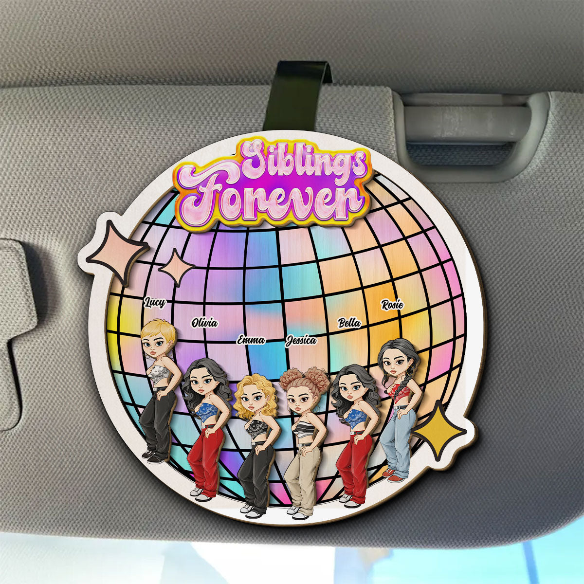 Besties Forever Version 3 - Personalized Custom Car Visor Clip