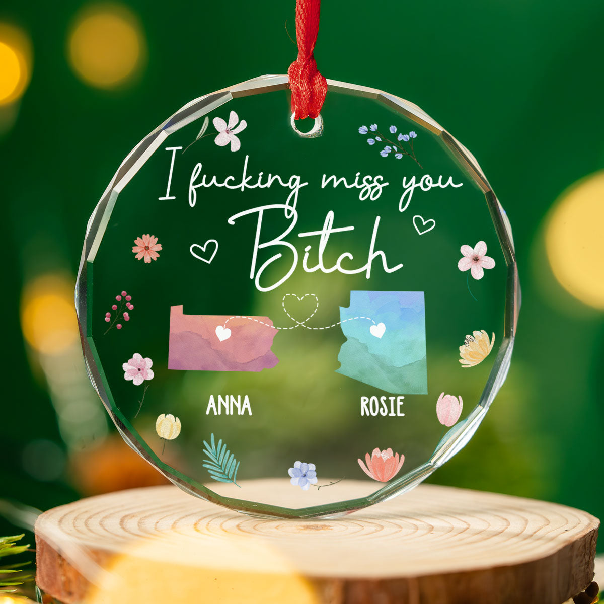 I Miss You Bestie - Personalized Custom Glass Ornament