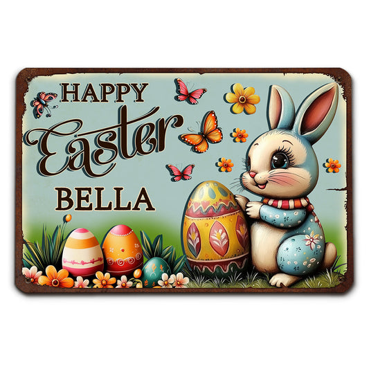 Bunny Festival Fun - Personalized Custom 3D Inflated Effect Metal Sign