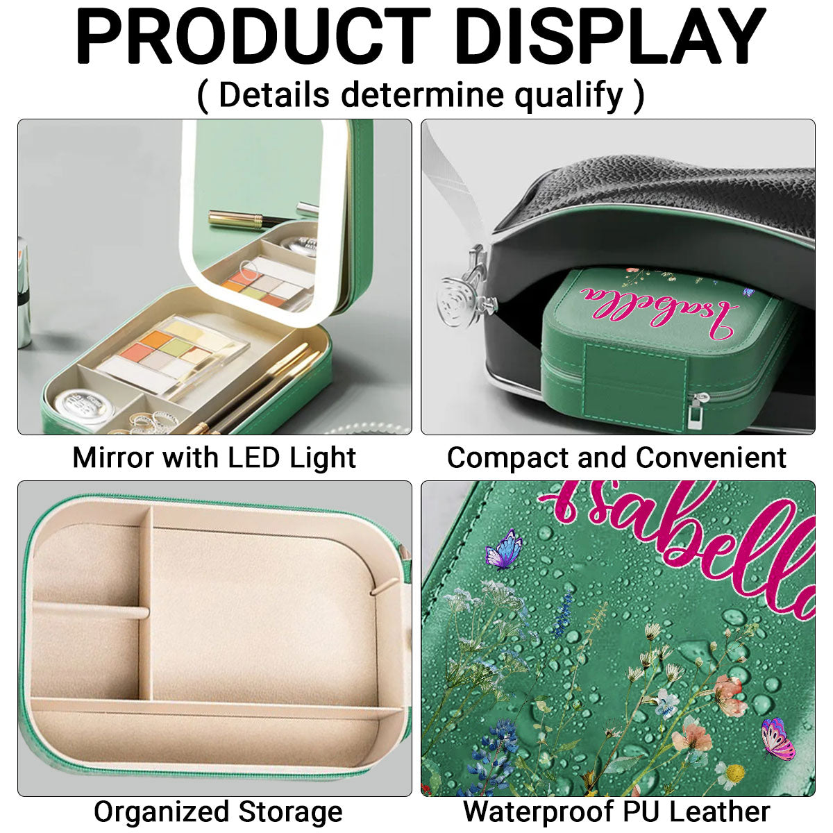 Vintage Floral - Personalized Custom Jewelry Box With LED Mirror