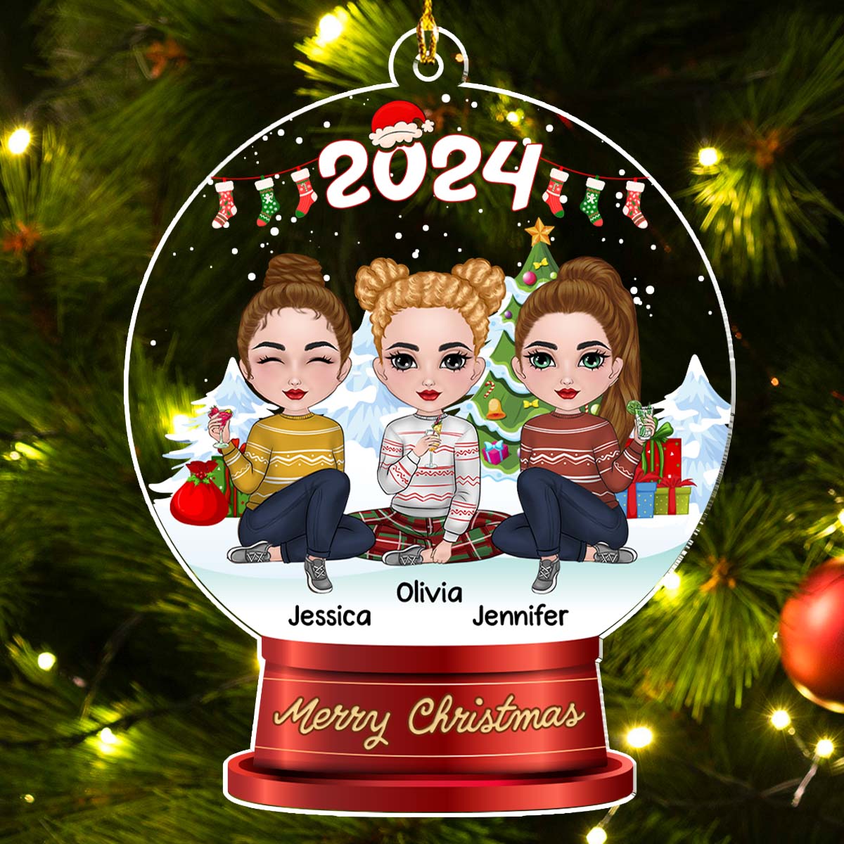 Merry Christmas My Besties - Personalized Custom Acrylic Ornament