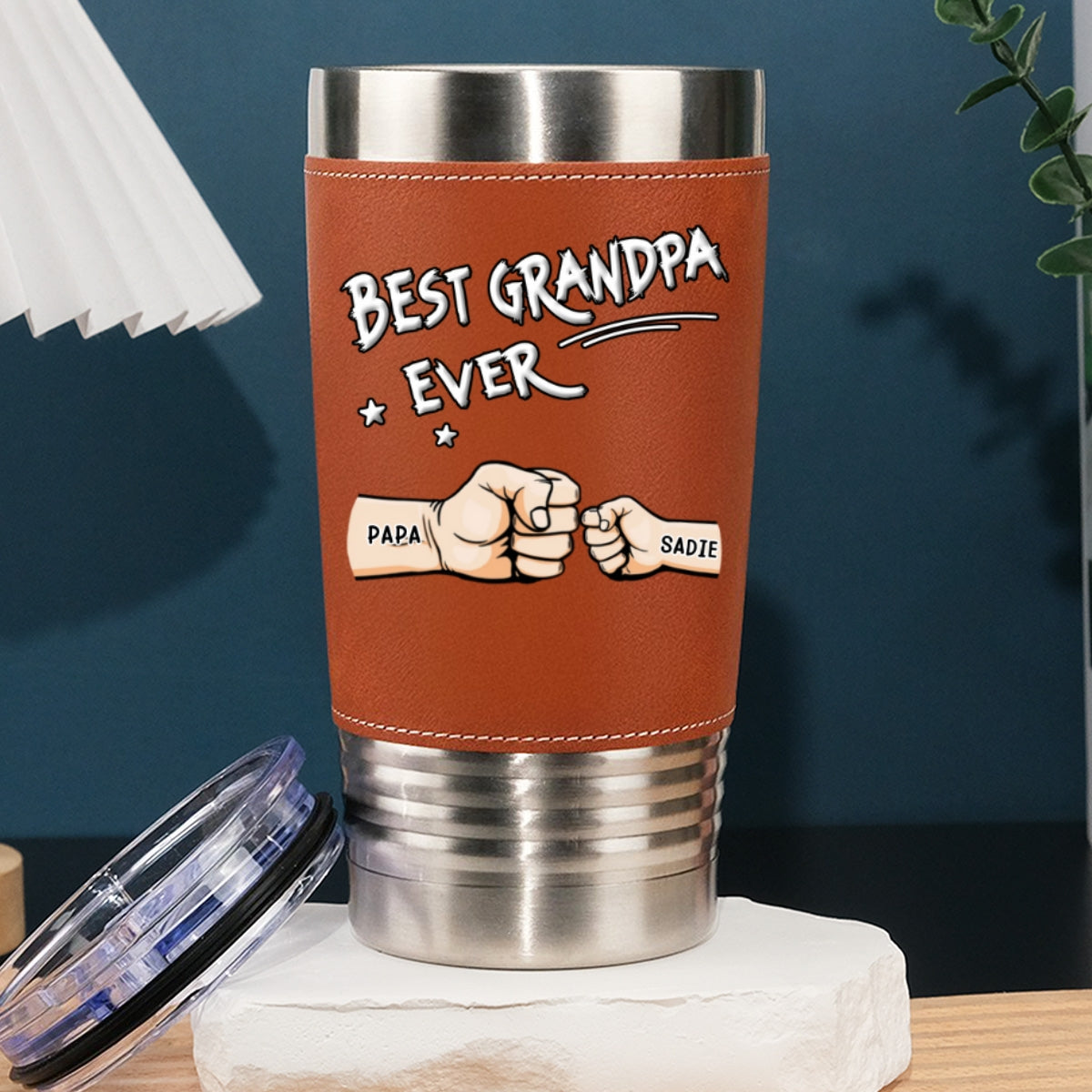 Best Grandpa - Personalized Custom Leather Tumbler