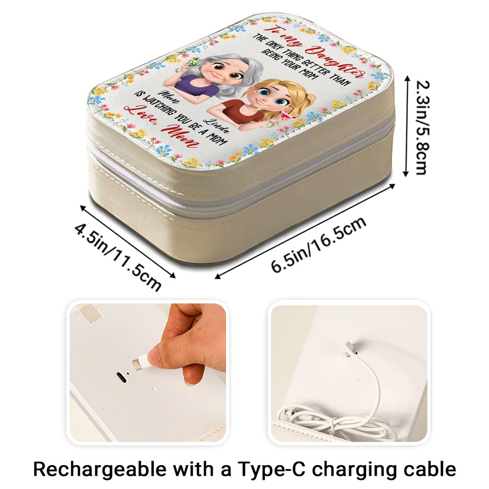 To My Daughter - Personalized Custom Jewelry Box With LED Mirror